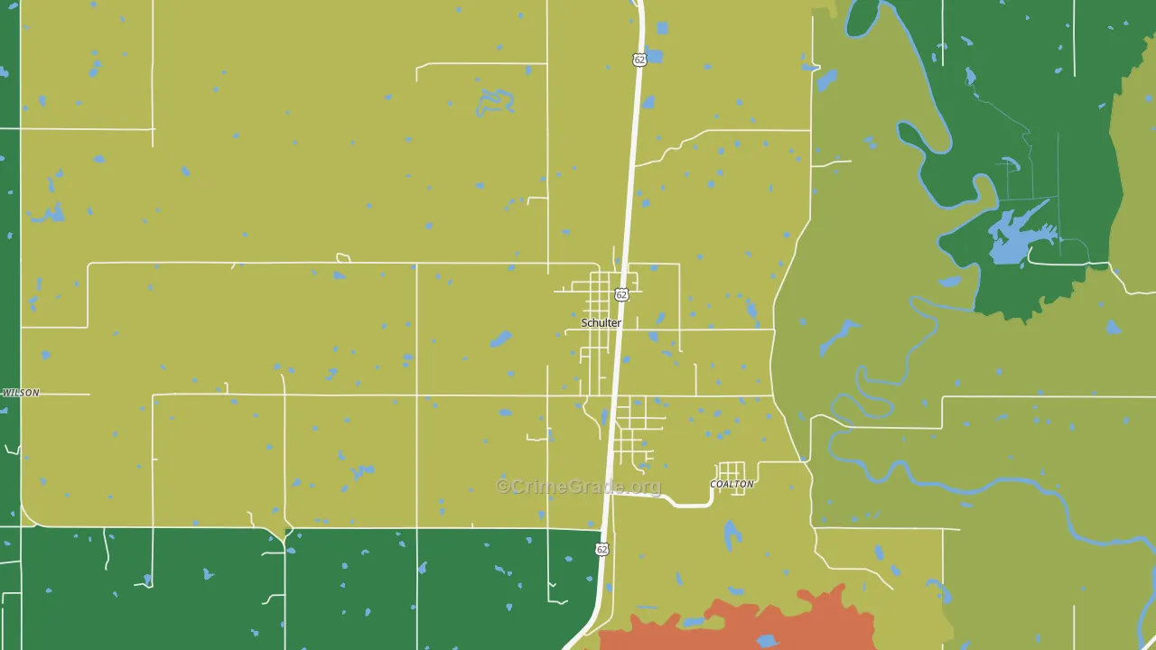 Schulter, OK Map of Theft Rates