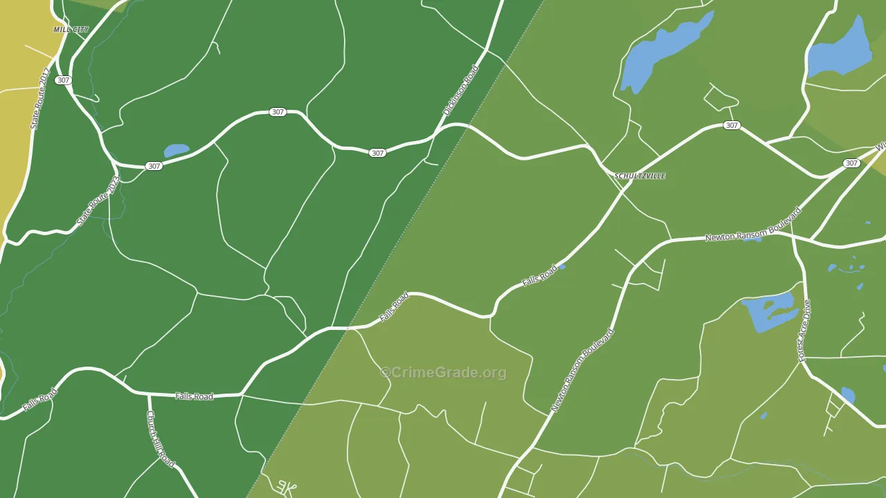 Schultzville, PA Map of Theft Rates
