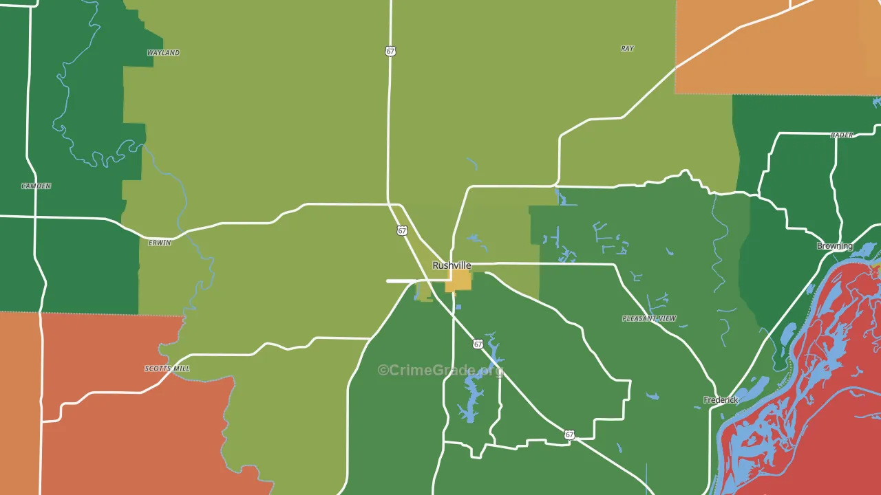 Schuyler County, IL Map of Theft Rates