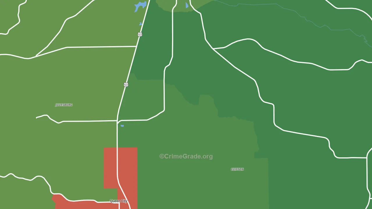 Schuyler County, MO Map of Theft Rates