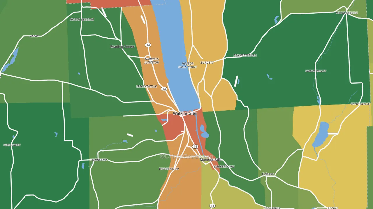 Schuyler County, NY Map of Theft Rates