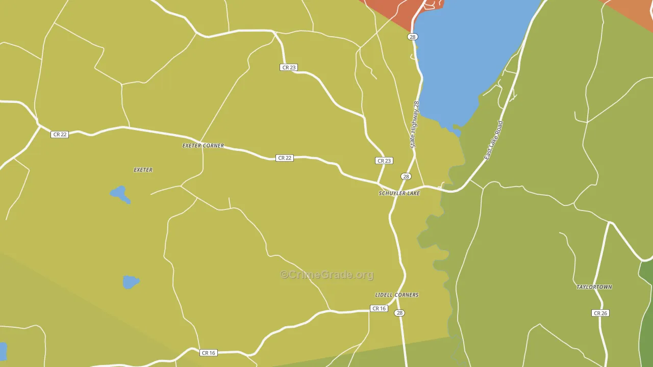 Schuyler Lake, NY Map of Theft Rates