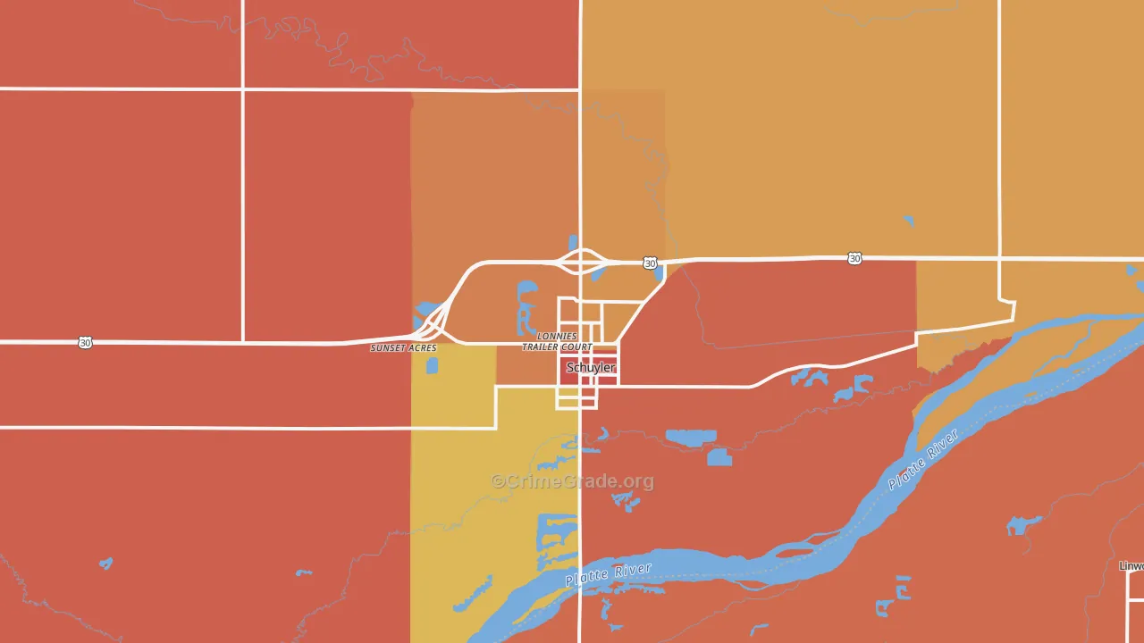 Schuyler, NE Map of Theft Rates