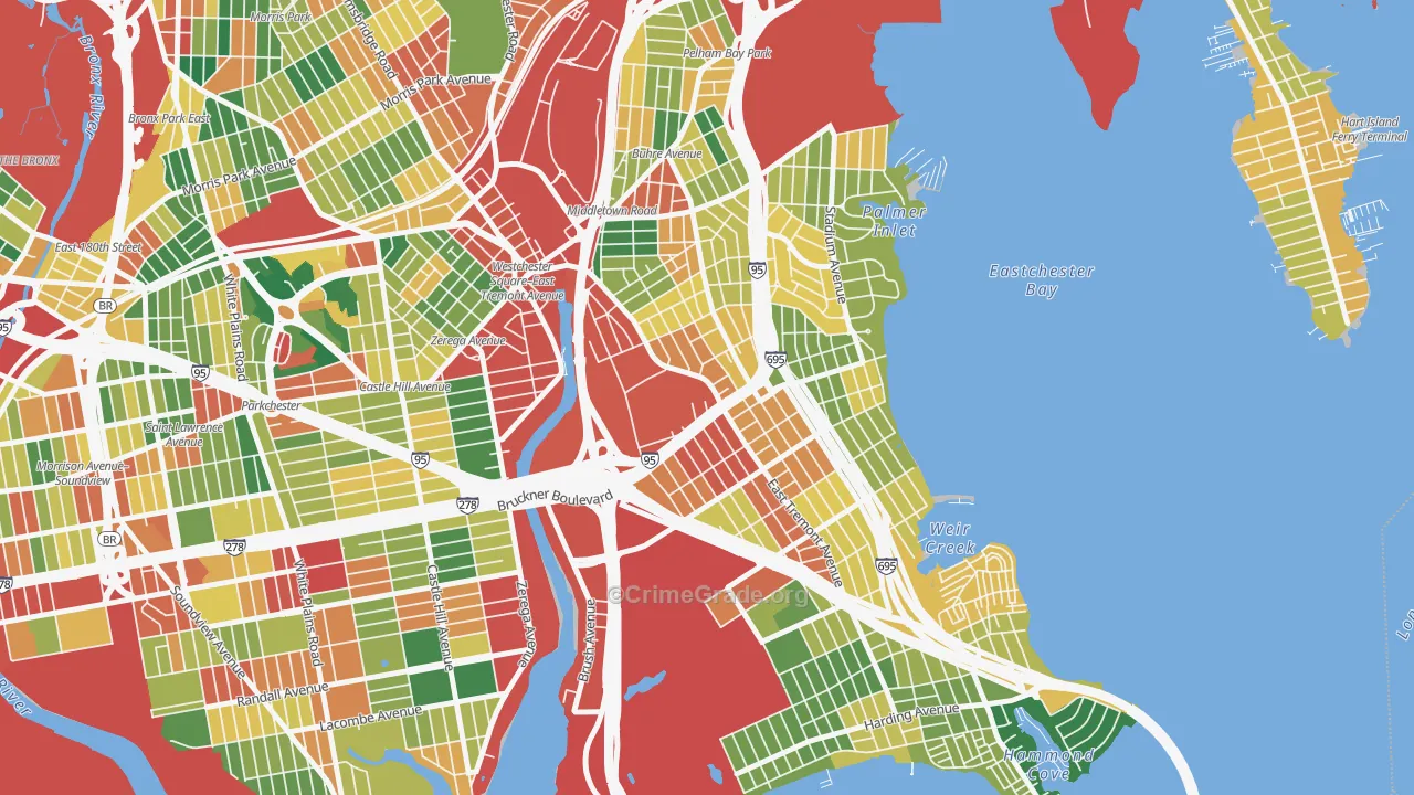 Schuylerville, Bronx, NY Map of Theft Rates