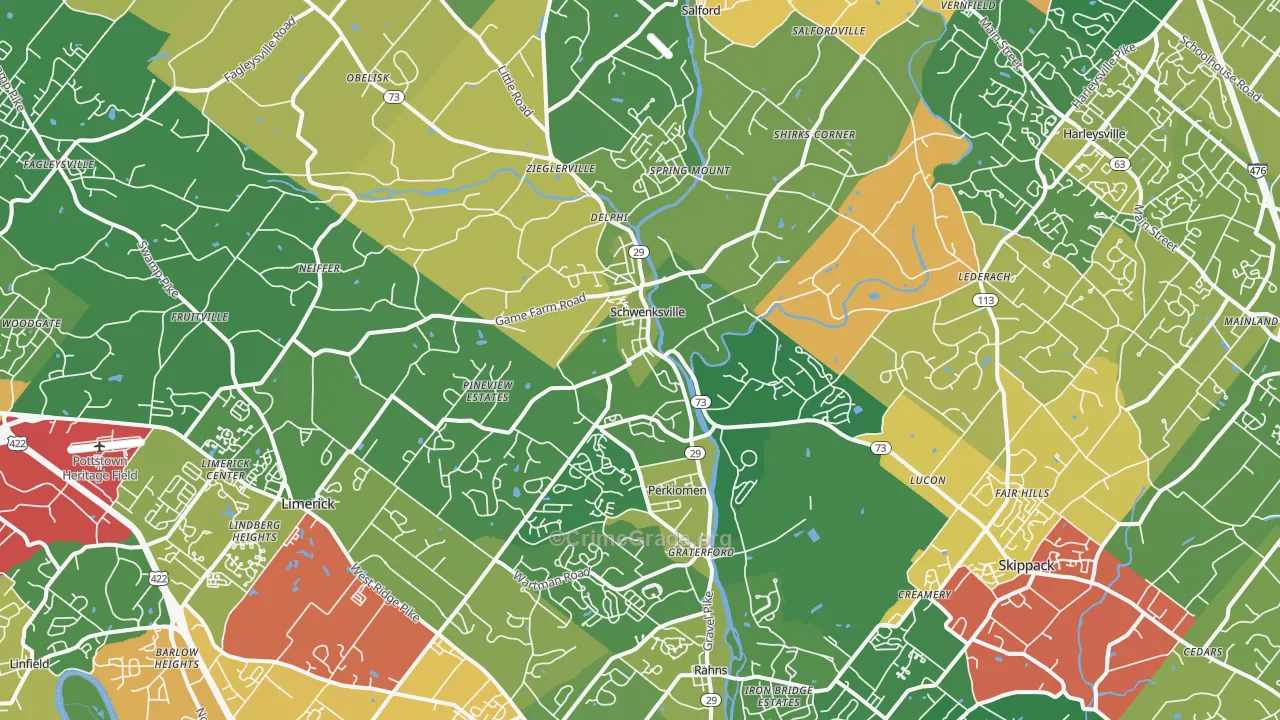 Schwenksville, PA Map of Theft Rates