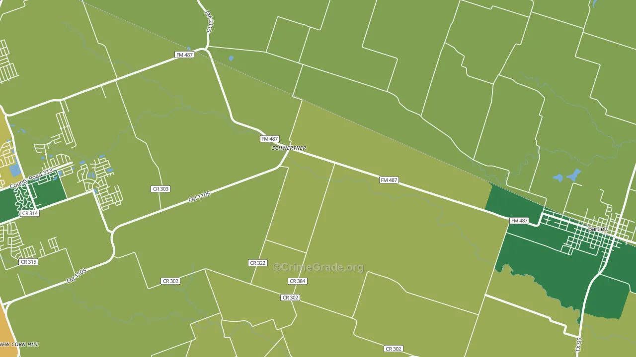 Schwertner, TX Map of Theft Rates
