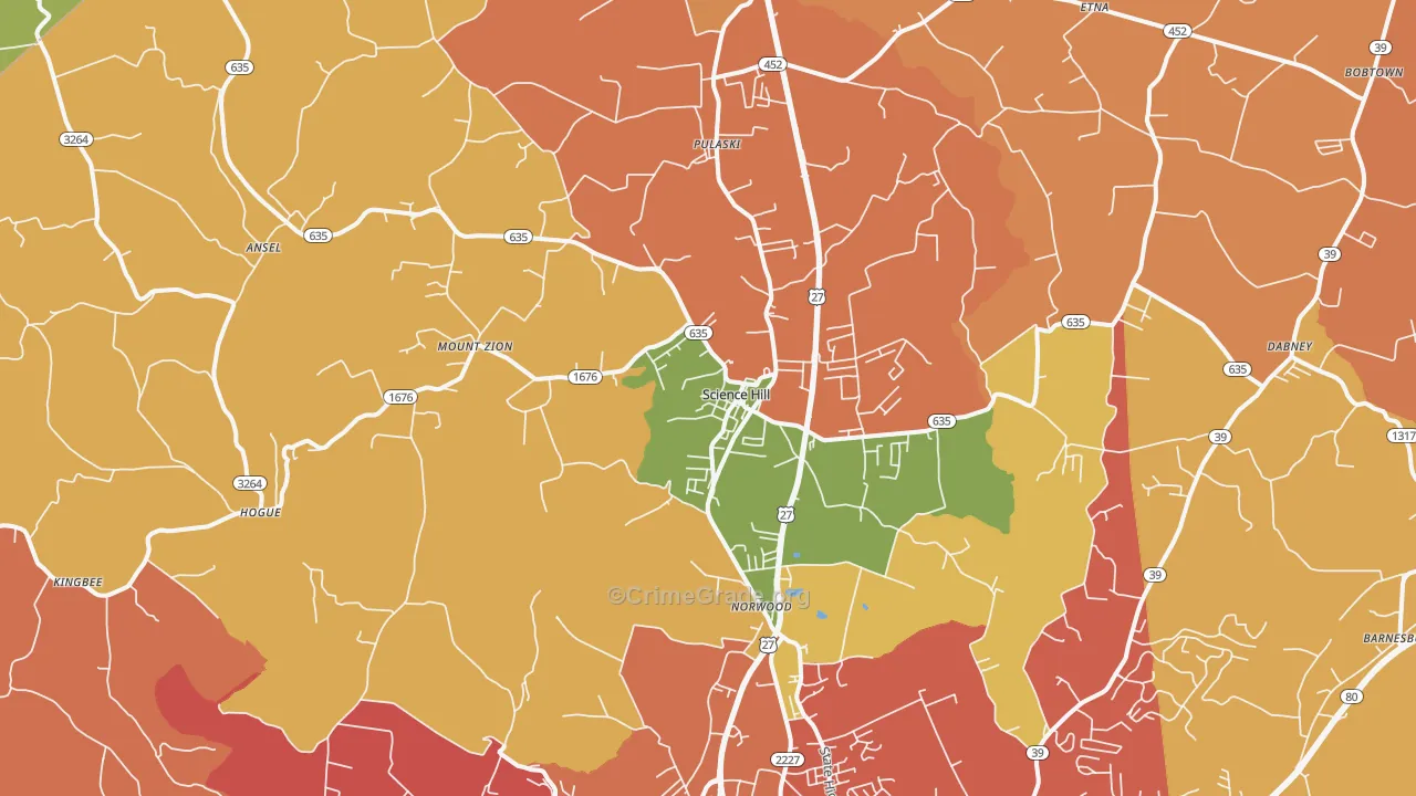 Science Hill, KY Map of Theft Rates