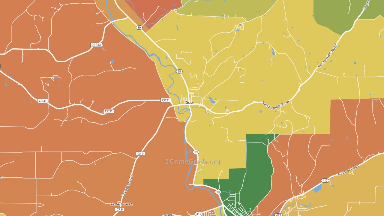 Scio, NY Map of Theft Rates