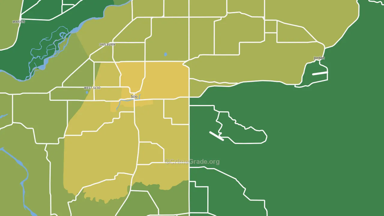 Scio, OR Map of Theft Rates