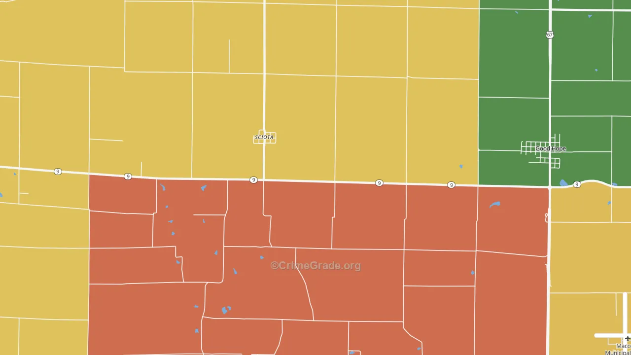 Sciota, IL Map of Theft Rates