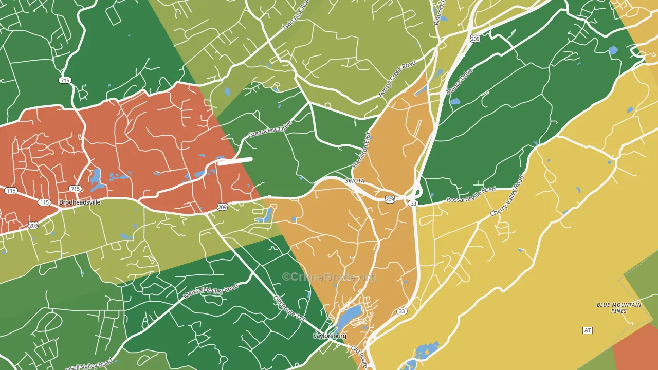 Sciota, PA Map of Theft Rates