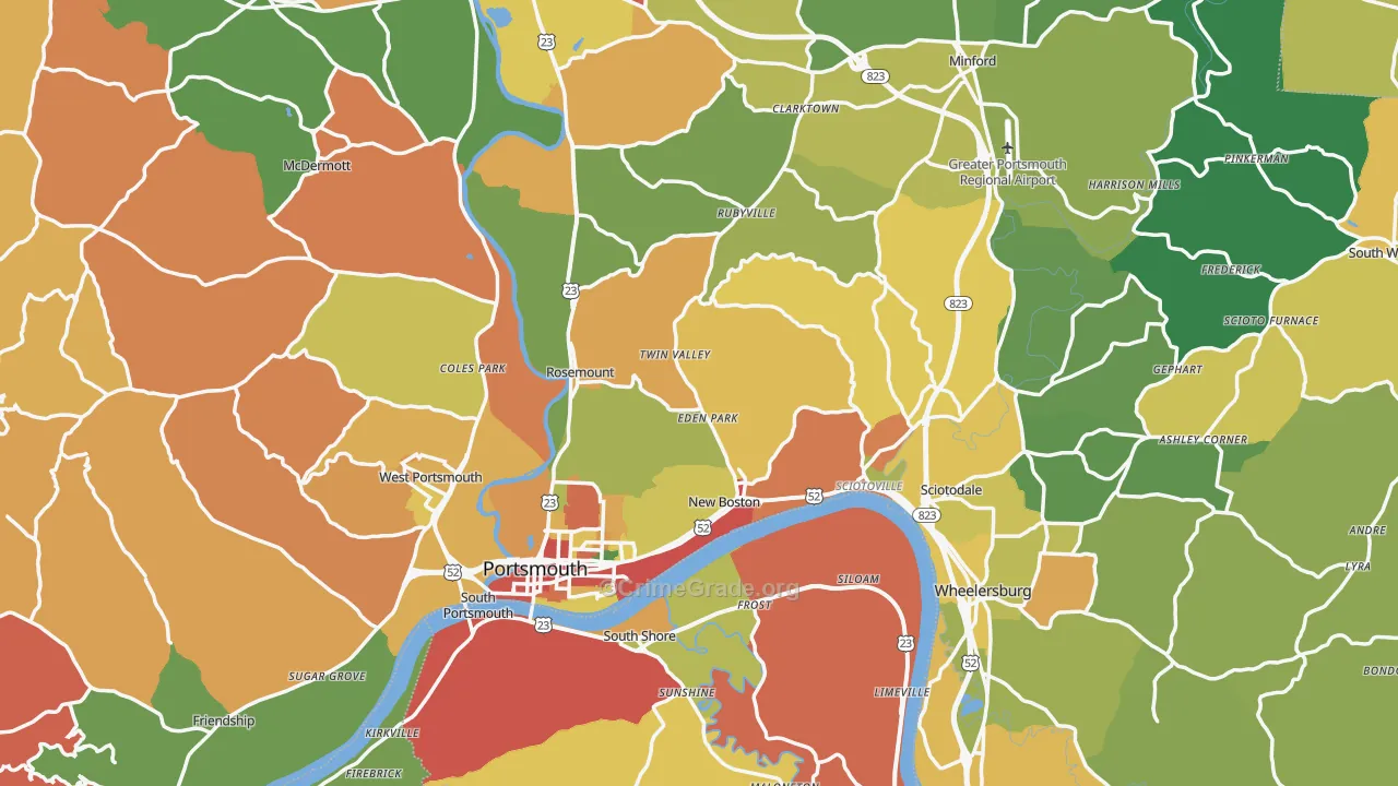 Scioto County, OH Map of Theft Rates