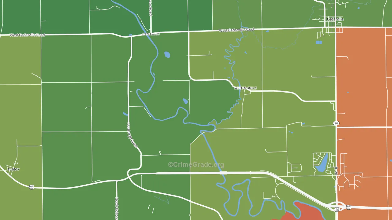 Scioto Mills, IL Map of Theft Rates