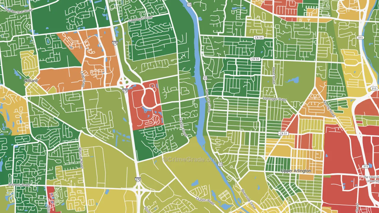Scioto Trace, Columbus, OH Map of Theft Rates