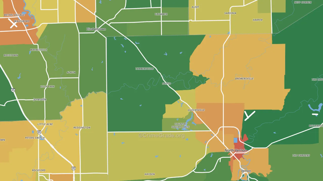 Scipio, IN Map of Theft Rates