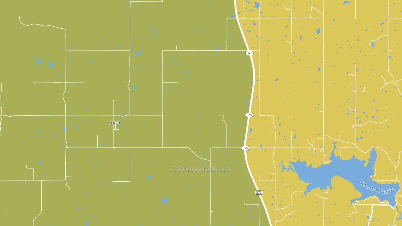 Scipio, OK Map of Theft Rates