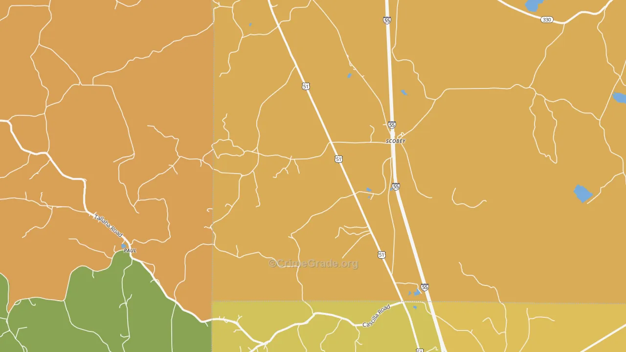 Scobey, MS Map of Theft Rates