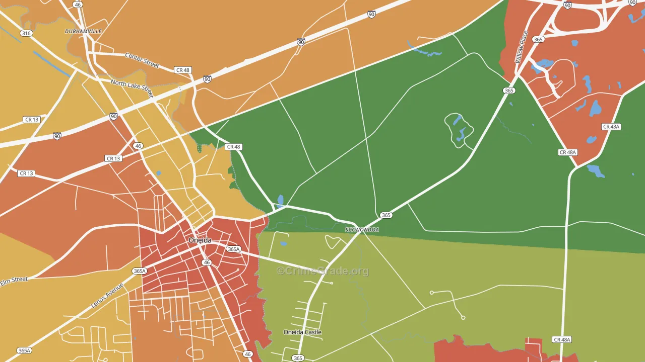 Sconondoa, NY Map of Theft Rates