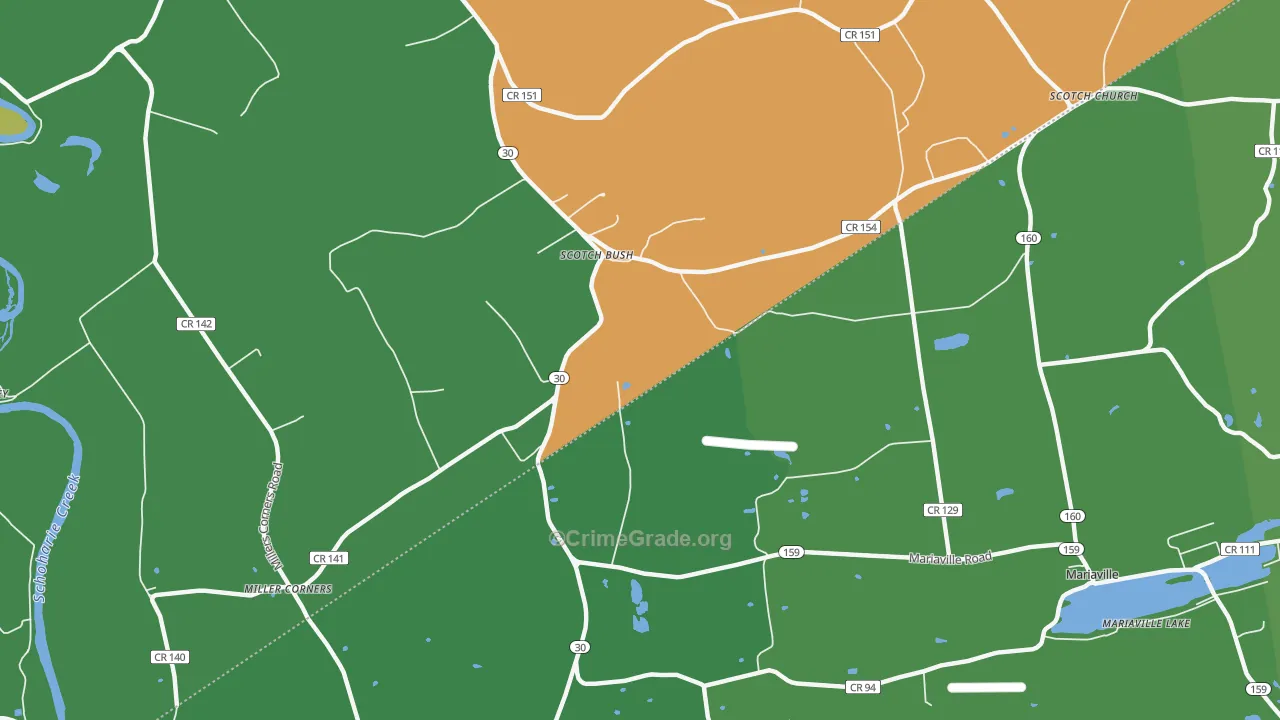Scotch Bush, NY Map of Theft Rates
