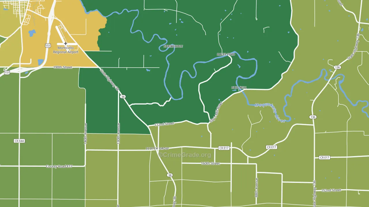 Scotch Grove, IA Map of Theft Rates