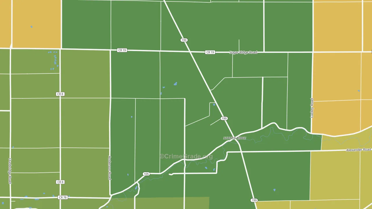 Scotch Ridge, OH Map of Theft Rates