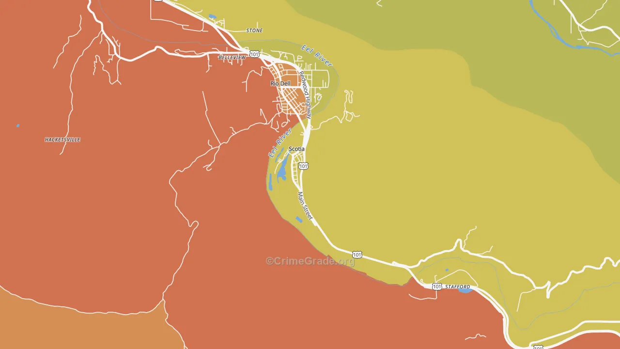 Scotia, CA Map of Theft Rates