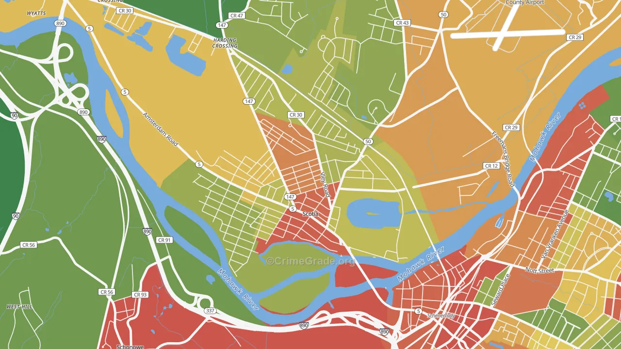 Scotia, NY Map of Theft Rates