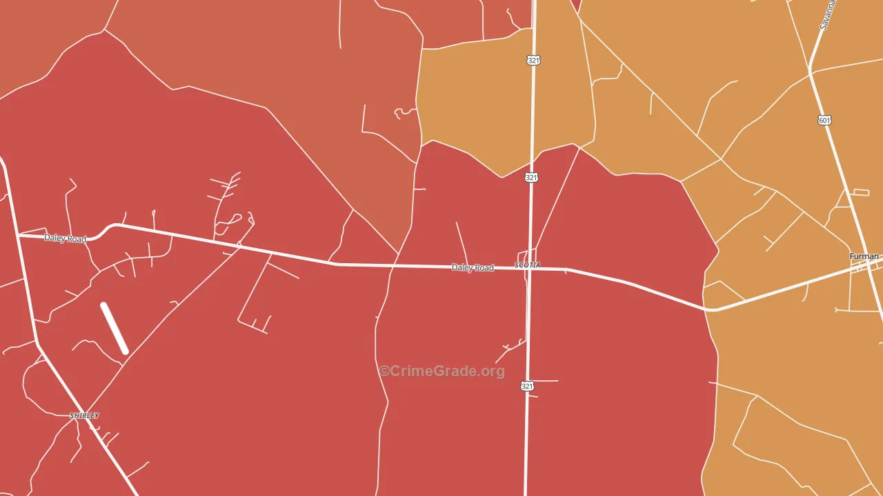 Scotia, SC Map of Theft Rates