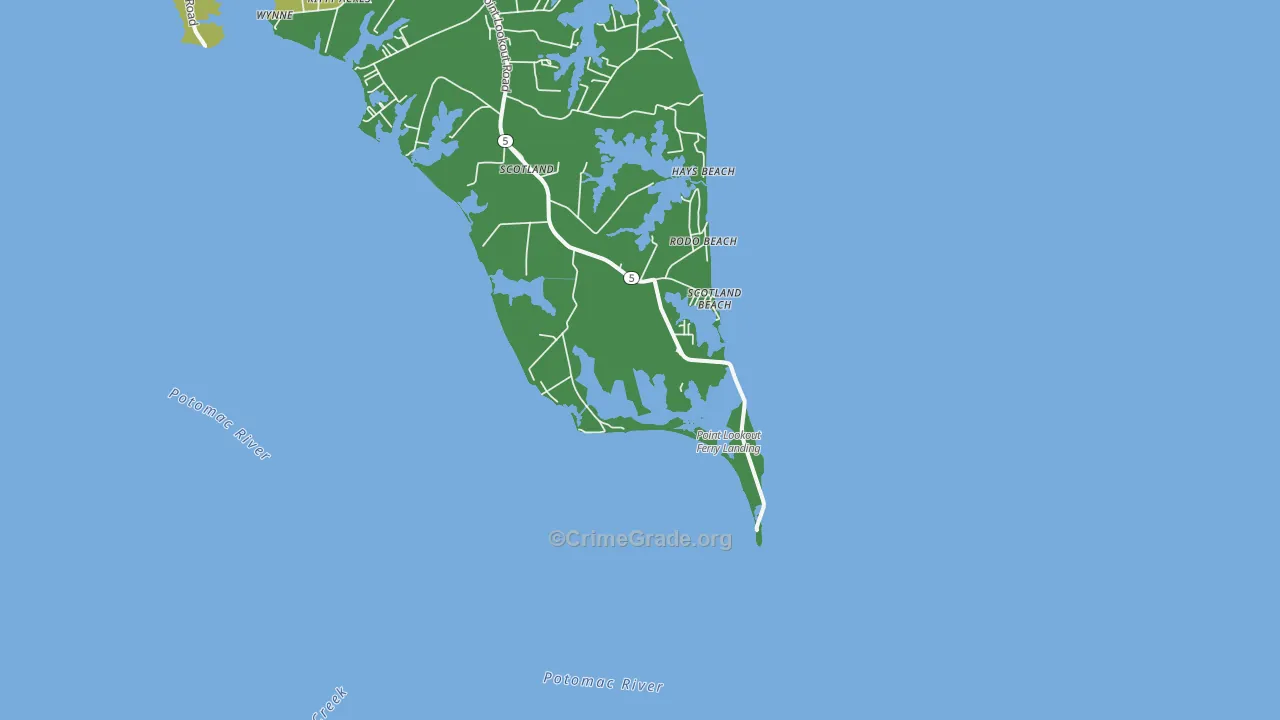 Scotland Beach, MD Map of Theft Rates