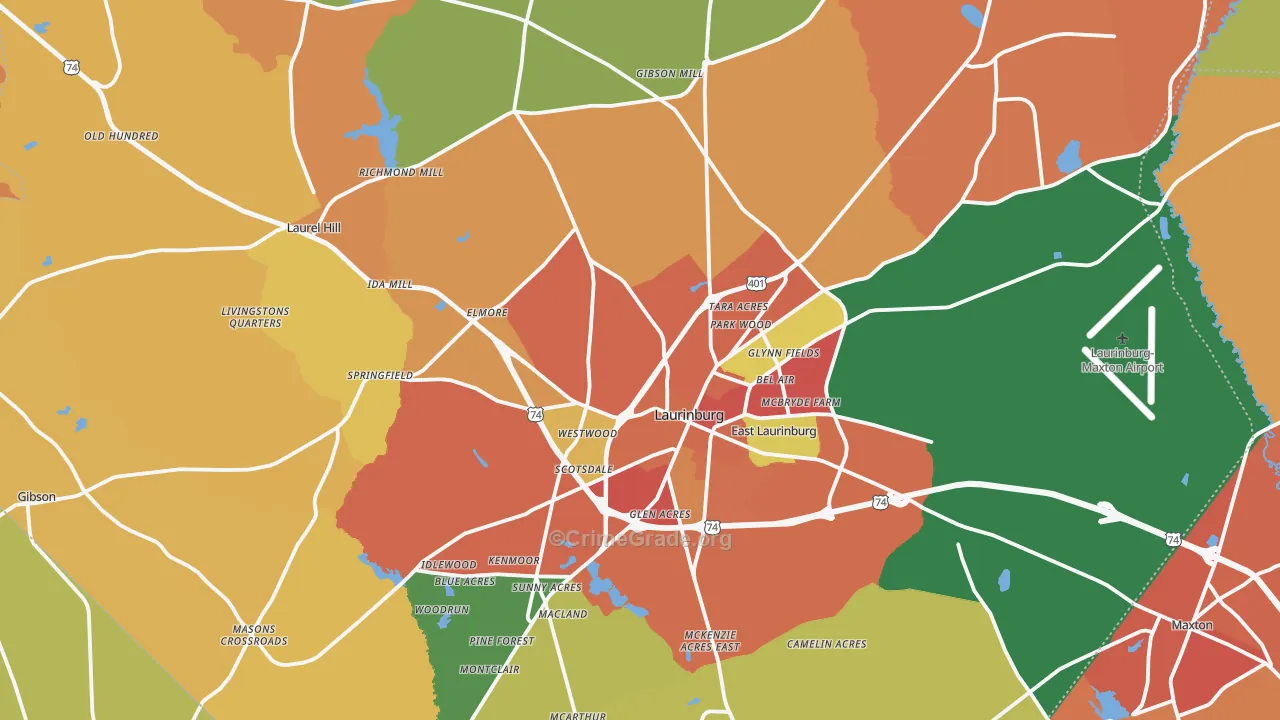 Scotland County, NC Map of Theft Rates