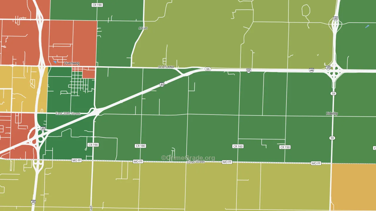 Scotland, MO Map of Theft Rates
