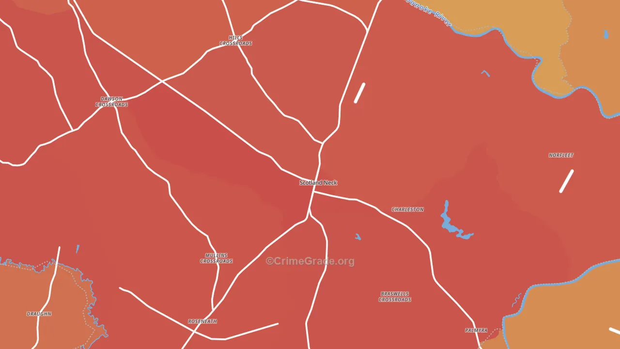 Scotland Neck, NC Map of Theft Rates