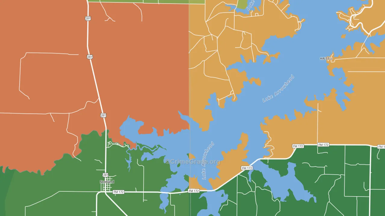 Scotland, TX Map of Theft Rates