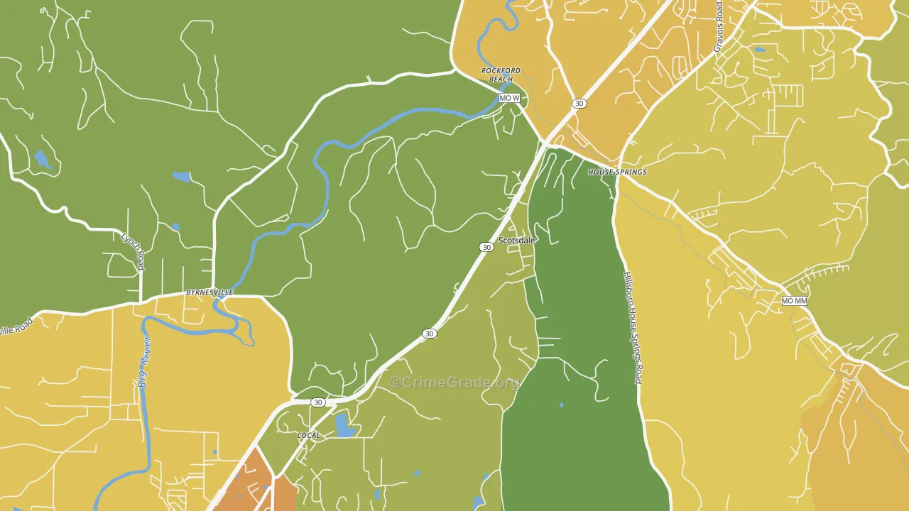 Scotsdale, MO Map of Theft Rates