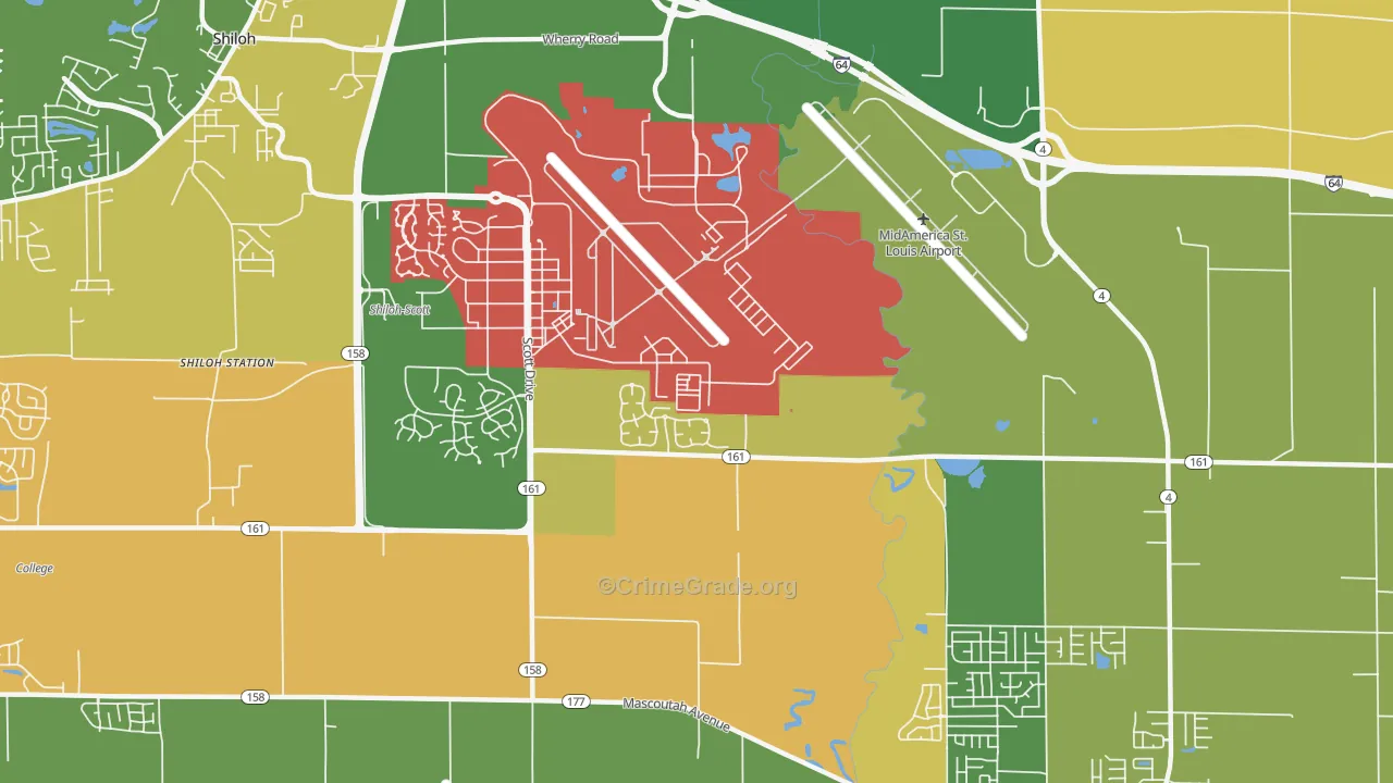 Scott Air Force Base, IL Map of Theft Rates