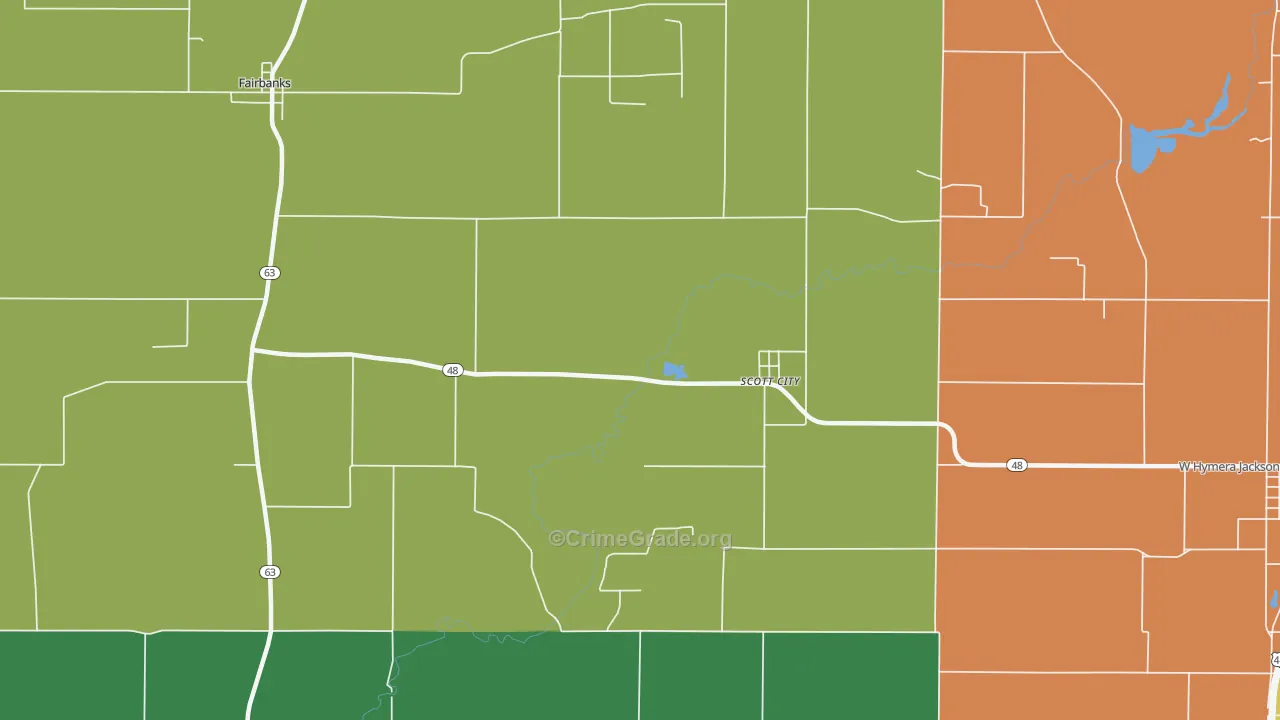 Scott City, IN Map of Theft Rates