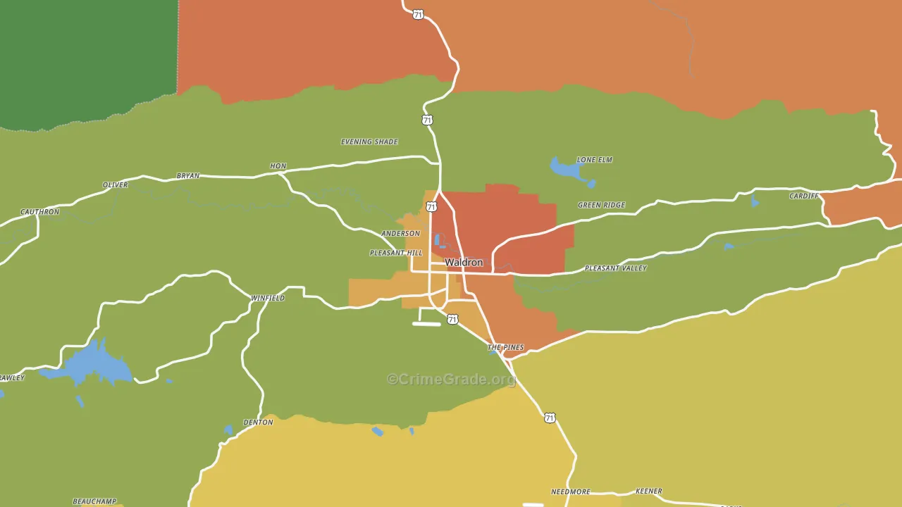 Scott County, AR Map of Theft Rates