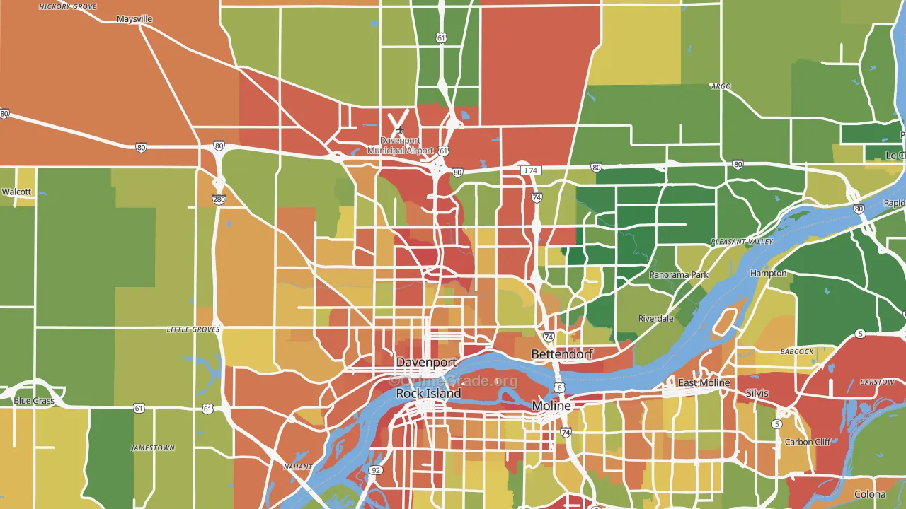 Scott County, IA Map of Theft Rates