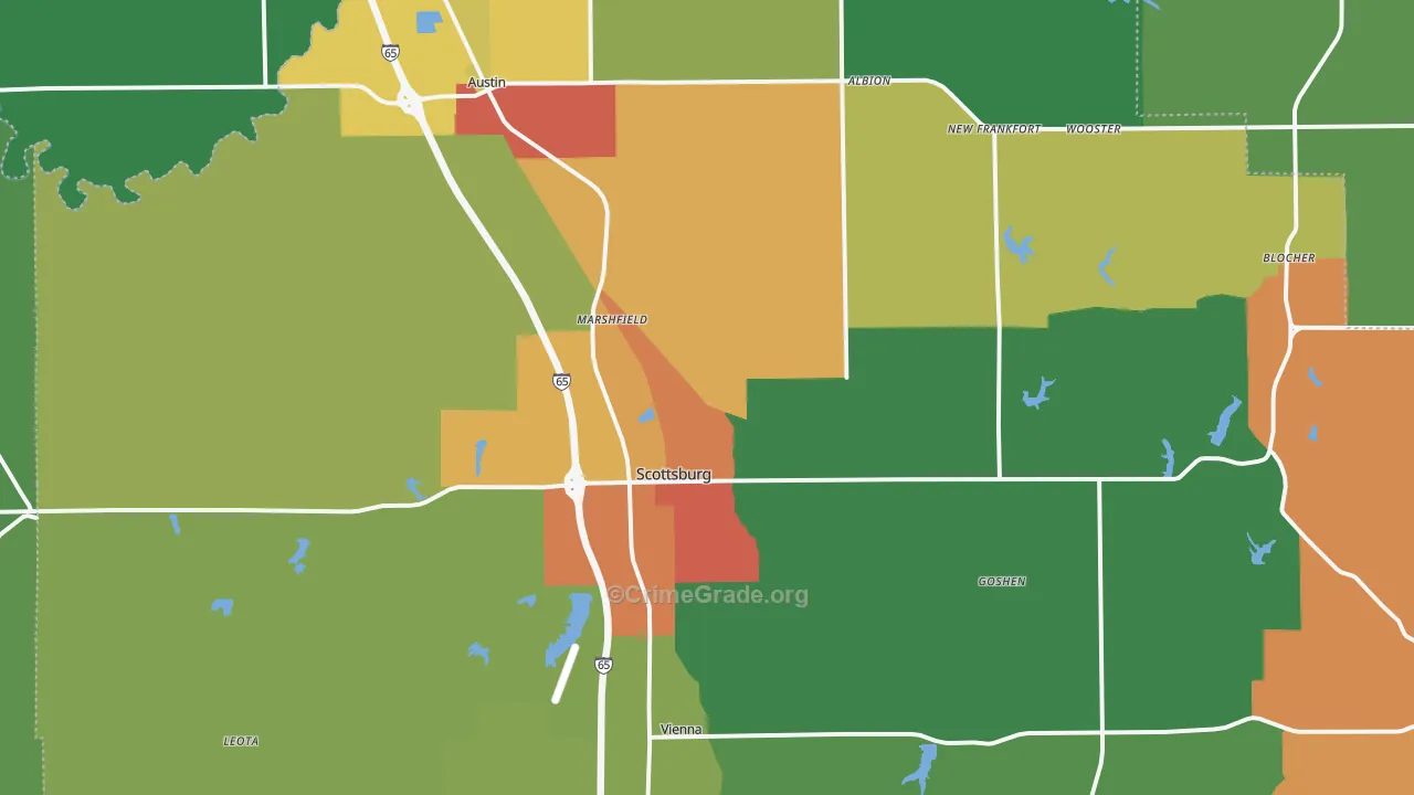 Scott County, IN Map of Theft Rates