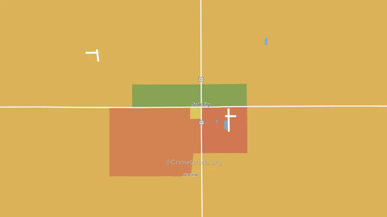 Scott County, KS Map of Theft Rates