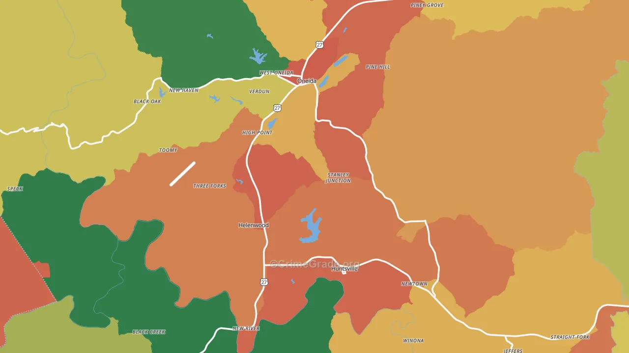Scott County, TN Map of Theft Rates