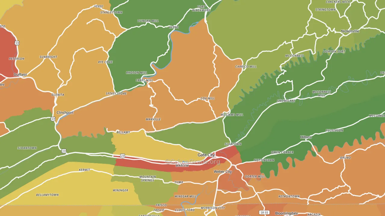 Scott County, VA Map of Theft Rates