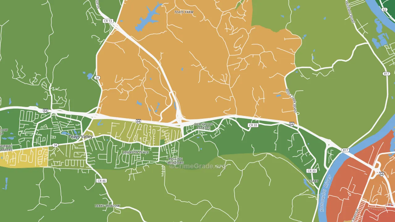 Scott Depot, WV Map of Theft Rates