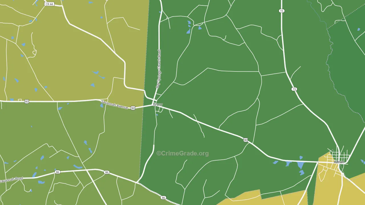 Scott, GA Map of Theft Rates