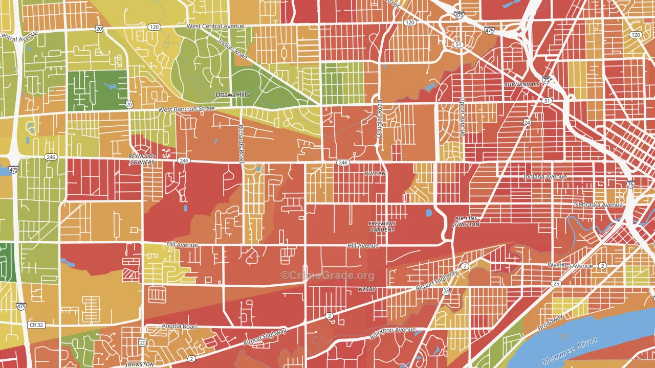 Scott Park, Toledo, OH Map of Theft Rates