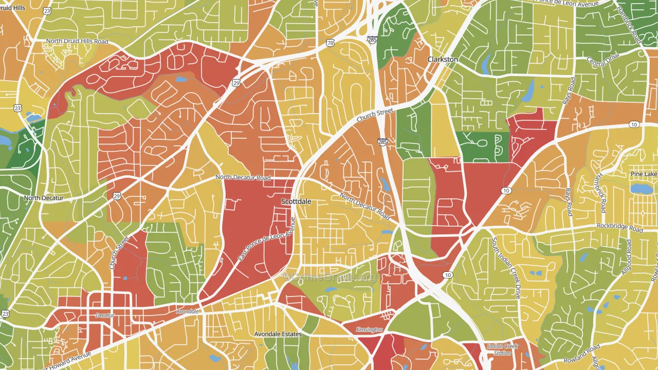 Scottdale, GA Map of Theft Rates