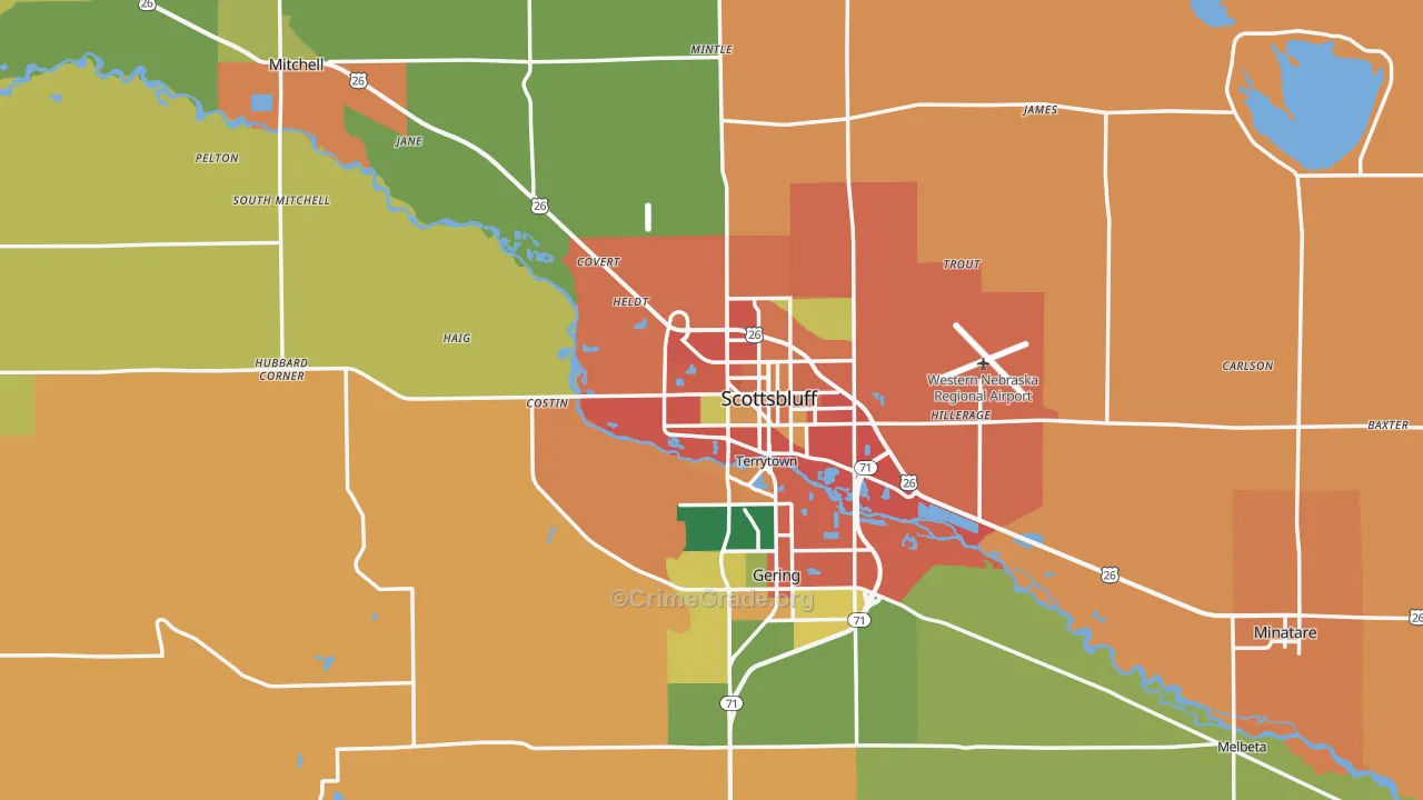 Scotts Bluff County, NE Map of Theft Rates