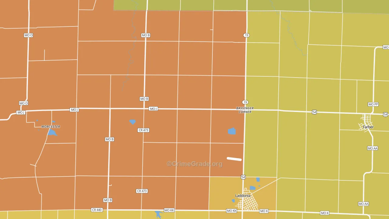 Scotts Corner, MO Map of Theft Rates
