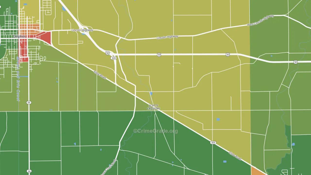 Scotts Crossing, OH Map of Theft Rates