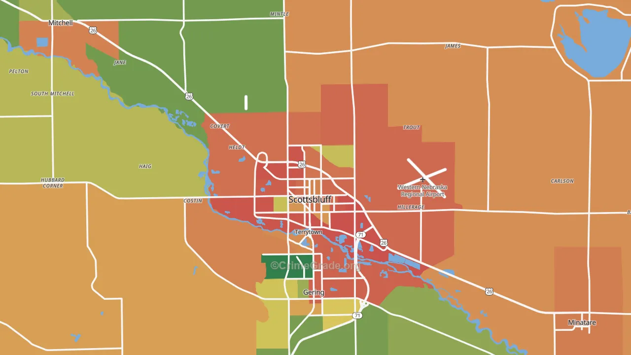 Scottsbluff, NE Map of Theft Rates